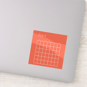 Coral White Undated July Calendar for Organisation