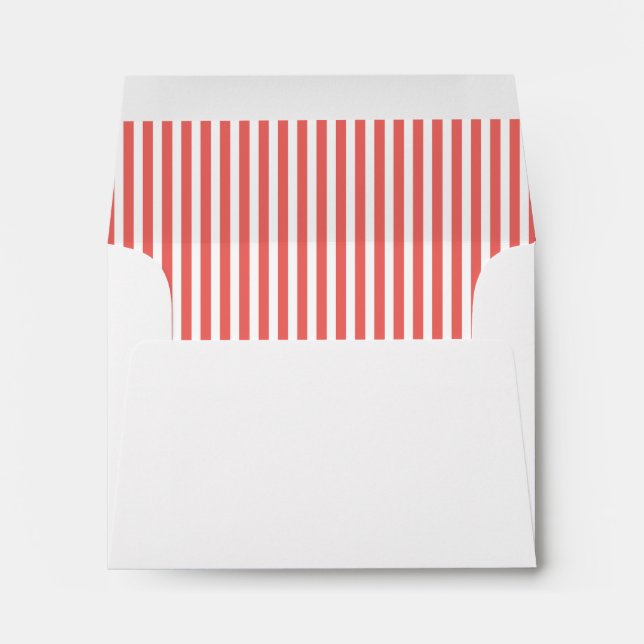 Coral White Vertical Stripe Lined Envelope (Back (Bottom))