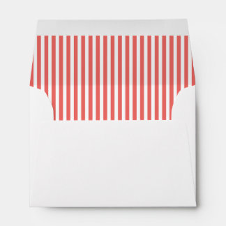Coral White Vertical Stripe Lined Envelopes