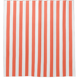 Coral White Vertical Stripe NL #0 Shower Curtain