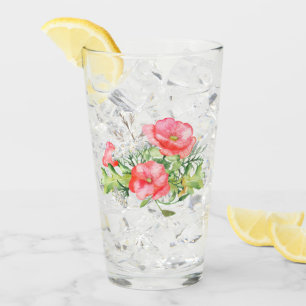 Coral Wildflowers Bouquet Glass Tumbler