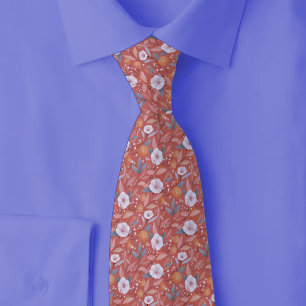 Coral Wildflowers Tie