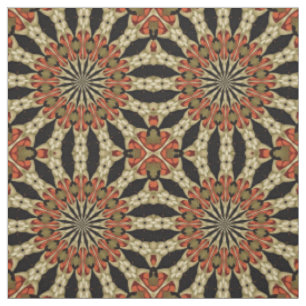 Coral With Caramel and Cream Mandala Fabric