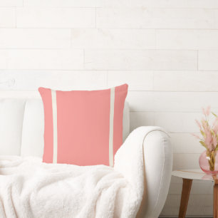Coral with Cream Sailor Stripe  Throw Pillow