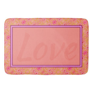 Coral With Flowered Design Bath Mat