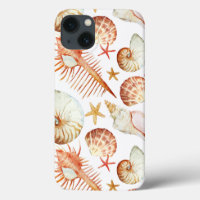 Coral With Shells And Crabs Pattern
