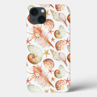 Coral With Shells And Crabs Pattern