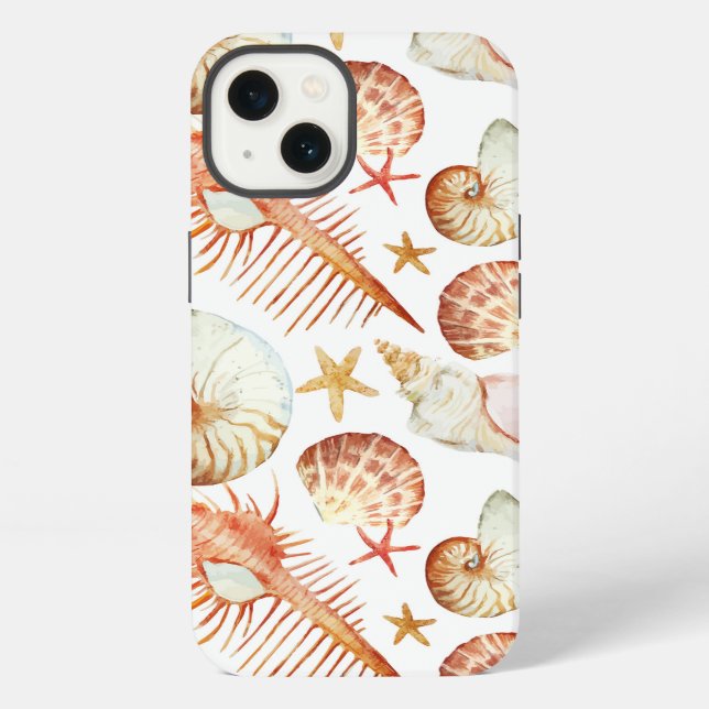Coral With Shells And Crabs Pattern iPhone Case (Back)