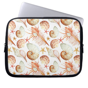 Coral With Shells And Crabs Pattern Laptop Sleeve