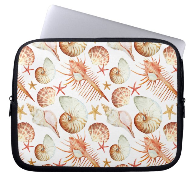 Coral With Shells And Crabs Pattern Laptop Sleeve (Front)