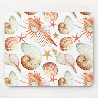 Coral With Shells And Crabs Pattern Mouse Pad