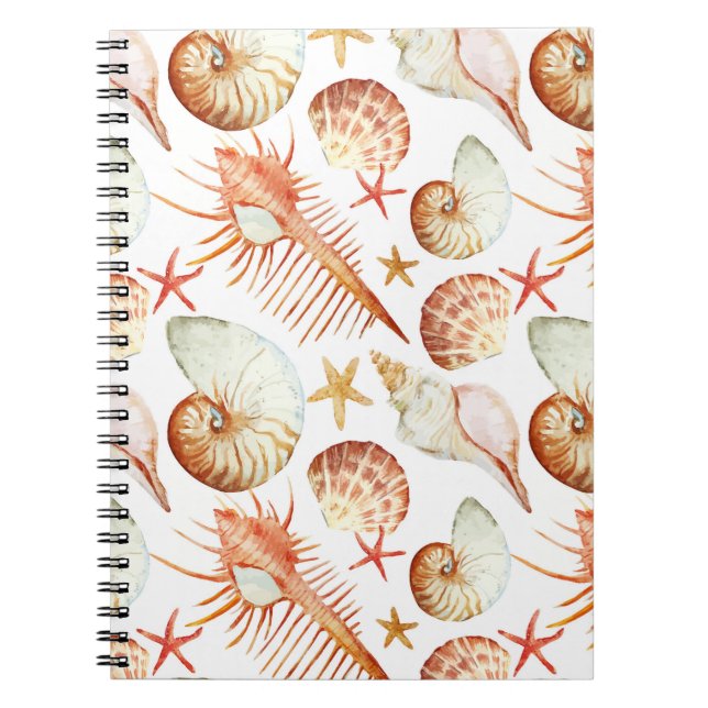 Coral With Shells And Crabs Pattern Notebook (Front)