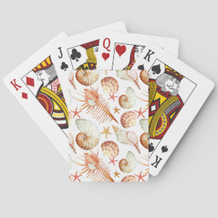 Coral With Shells And Crabs Pattern Playing Cards