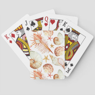 Coral With Shells And Crabs Pattern Playing Cards