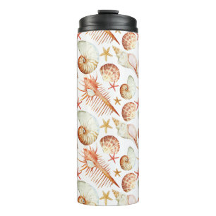 Coral With Shells And Crabs Pattern Thermal Tumbler