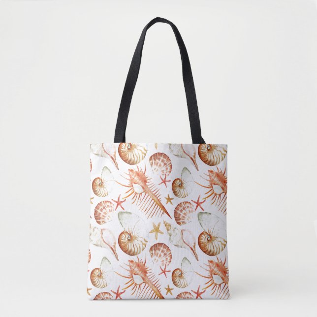 Coral With Shells And Crabs Pattern Tote Bag (Front)