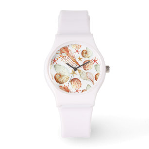 Coral With Shells And Crabs Pattern Watch