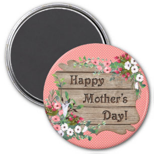 Coral with White Dots Floral Mother's Day Magnet
