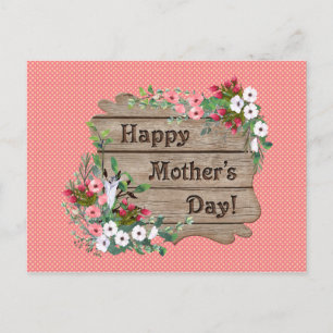 Coral with White Dots Mother's Day Flowers Holiday Postcard