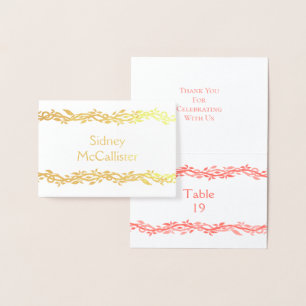Coral Woodsy Wedding Place Card Escort Seating