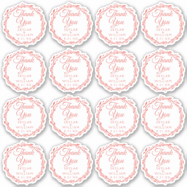Coral Woodsy Wedding Thank You Contour Vinyl (Front)