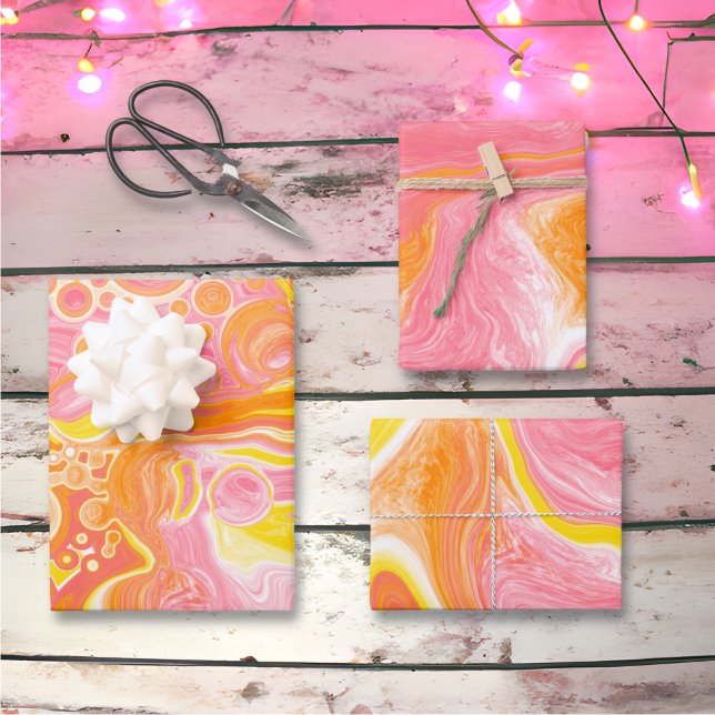 Coral,Yellow and Orange  Wrapping Paper Sheet (Creator Uploaded)