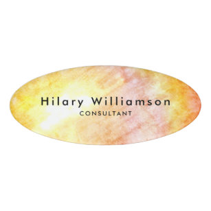 Coral Yellow Magnetic Employee Custom Name Tag