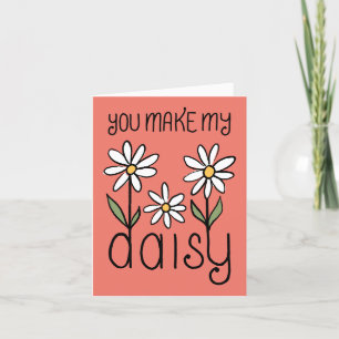 Coral You Make My Daisy Valentine Holiday Card