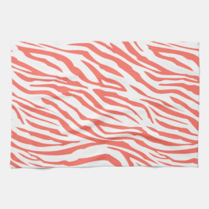 Coral Zebra Pattern Tea Towel