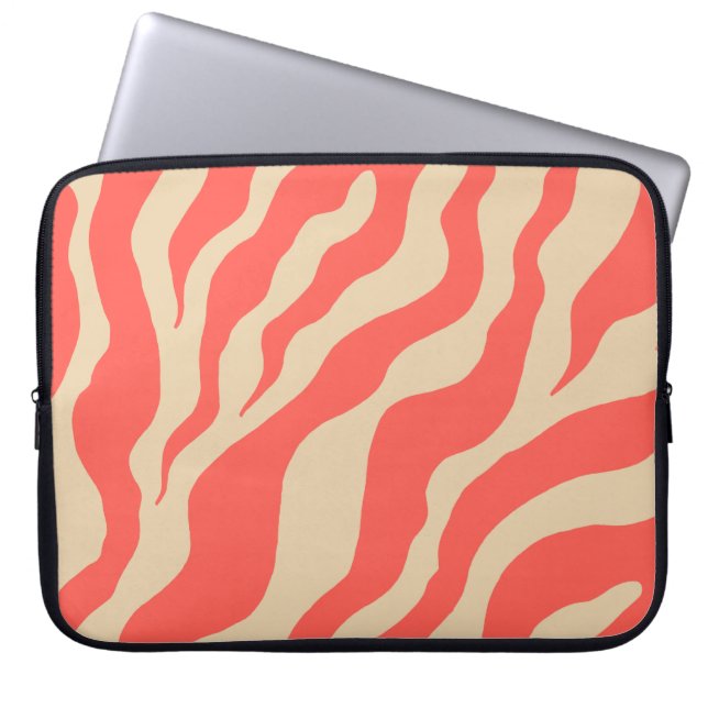 Coral Zebra Print Laptop Sleeve (Front)