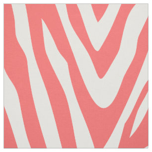 Coral Zebra Print Large Scale Fabric