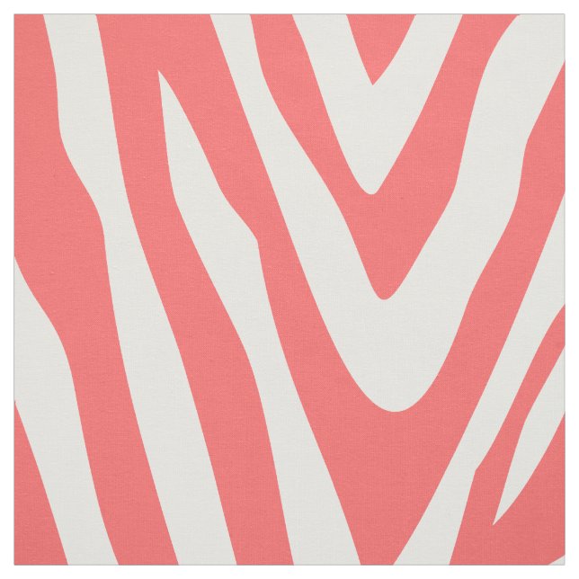 Coral Zebra Print Large Scale Fabric (Swatch)