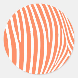 Coral Zebra Stripes Classic Round Sticker