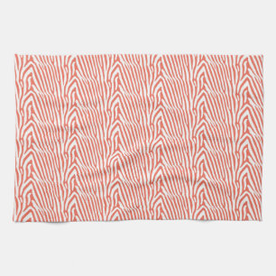 CORAL ZEBRA STRIPES TEA TOWEL
