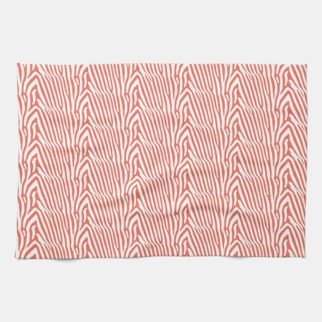 CORAL ZEBRA STRIPES TEA TOWEL (Horizontal)
