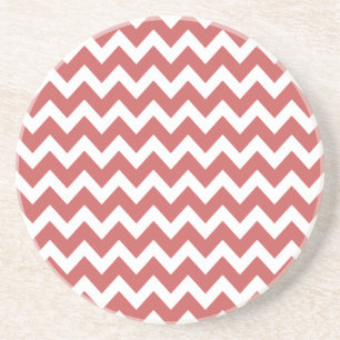 Coral Zigzag Chevron Stripes Coaster