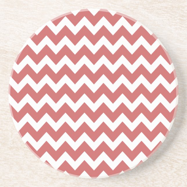 Coral Zigzag Chevron Stripes Coaster (Front)