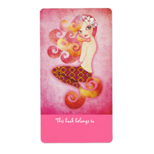 Coraleen Mermaid Bookplate Labels