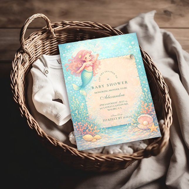 Corallight Mermaid Keepsake Baby Shower Invitation (Creator Uploaded)