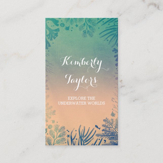Corals and Tropical Ocean Treasures Wreath Business Card (Front)