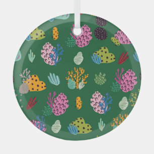 Corals & Sea Plants: Underwater Pattern Glass Tree Decoration