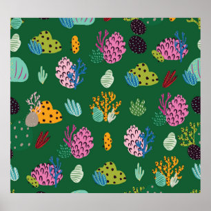 Corals & Sea Plants: Underwater Pattern Poster