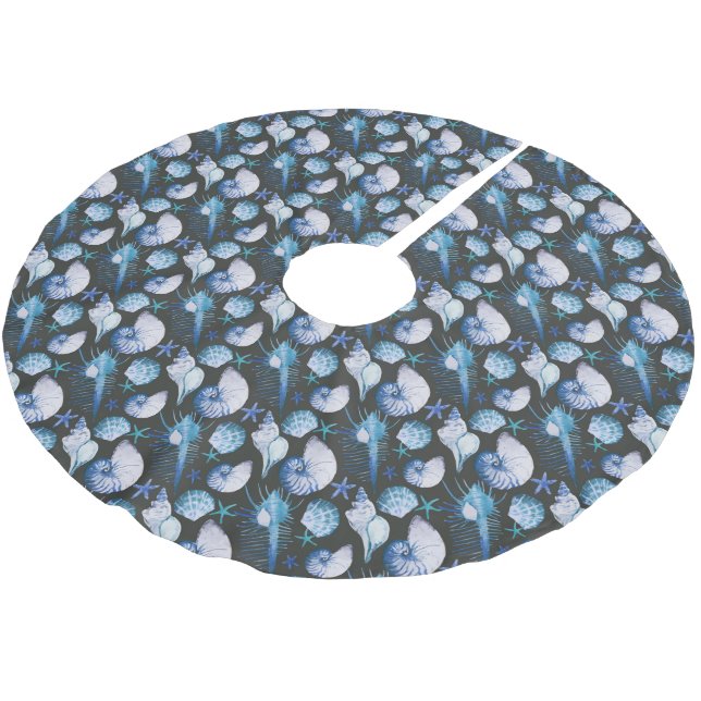 Corals With Shells Pattern Brushed Polyester Tree Skirt (Angled)