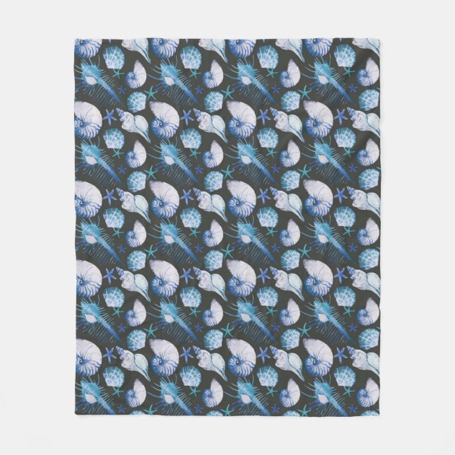 Corals With Shells Pattern Fleece Blanket (Front)
