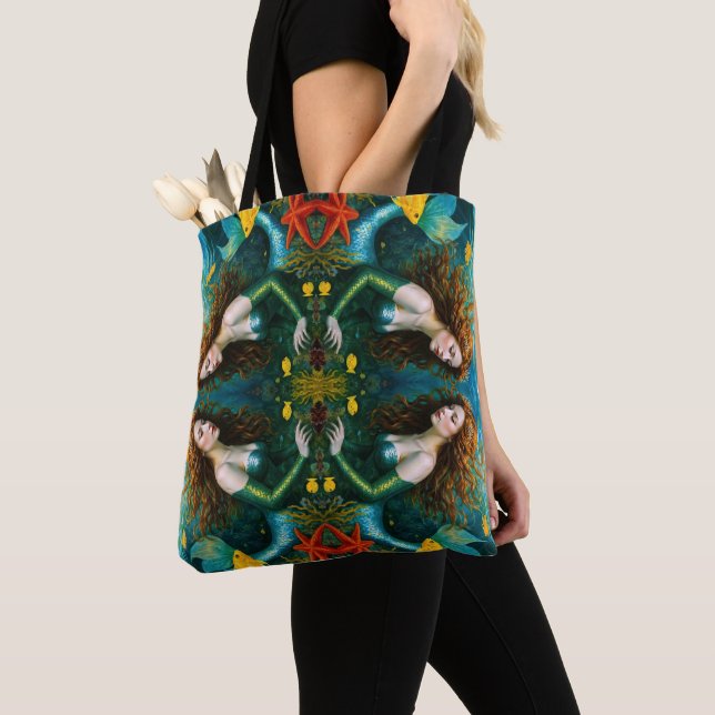 “Coralyn” – Beautiful Mystical Mermaid Tote Bag (Close Up)