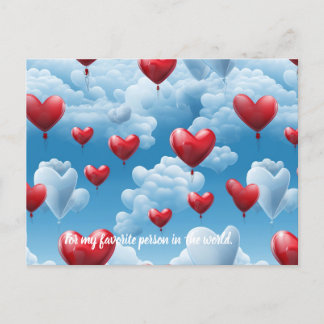 Corazones en cielo postcard