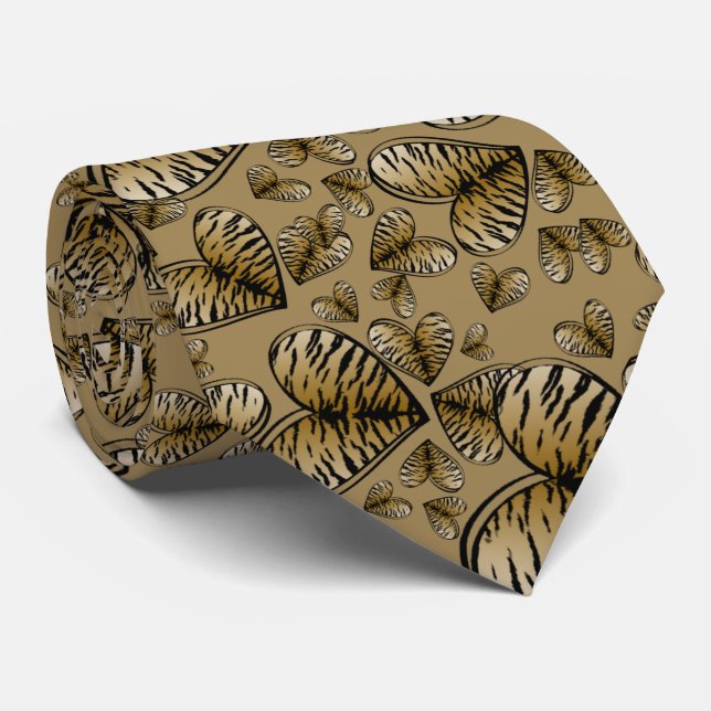 Corbata con corazones de tigre tie (Rolled)