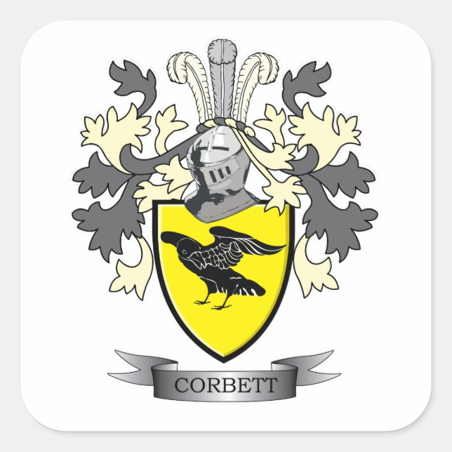 Corbett Family Crest Coat of Arms Square Sticker (Front)