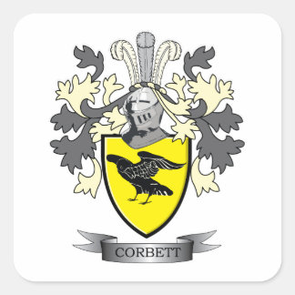 Corbett Family Crest Coat of Arms Square Sticker