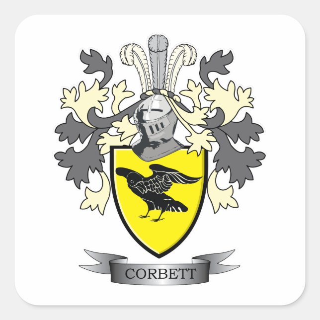 Corbett Family Crest Coat of Arms Square Sticker (Front)